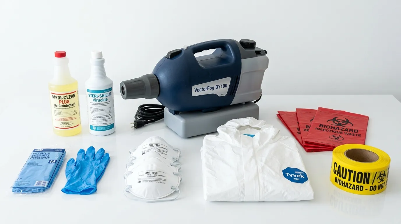 Professional biohazard remediation crew working in Ramblewood